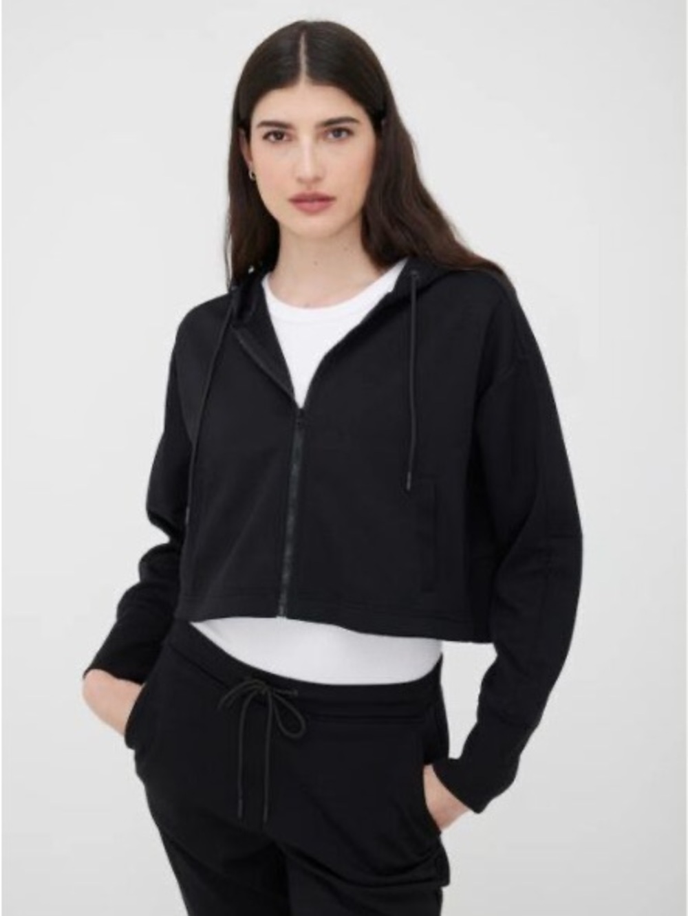 KIT AND ACE PERFORMANCE FULL ZIP CROPPED HOODIE